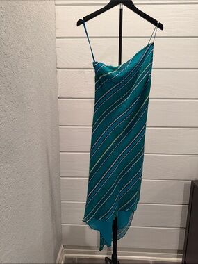 Express Teal and White Striped Dress